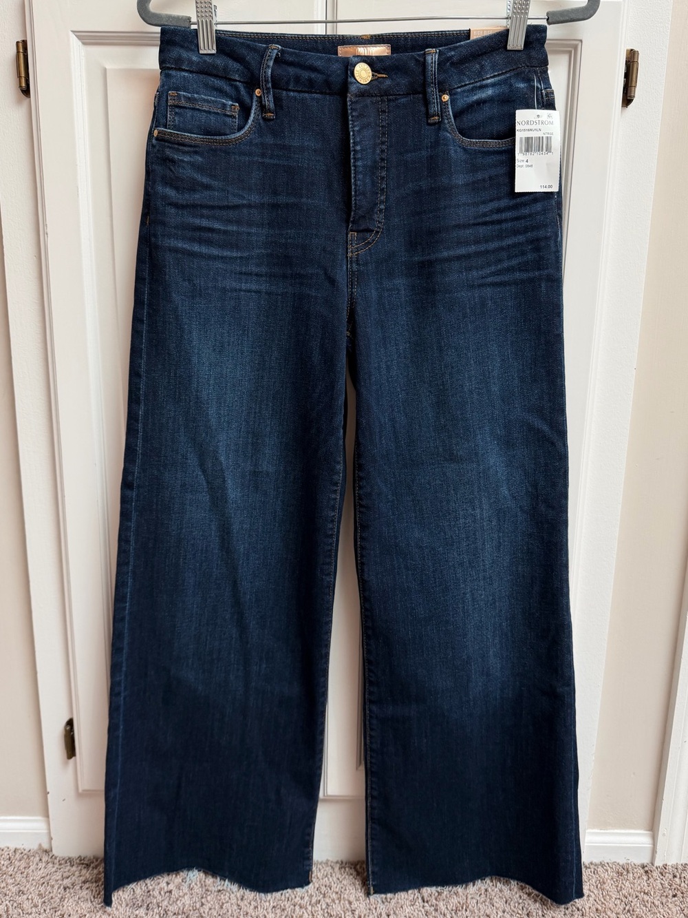NWT Kut From the Kloth High Rise Meg Fab Ab Wide Leg Raw Hem Size 4